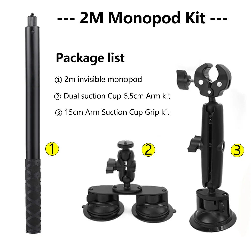 Other Camera Products Car Ballhead Triangle Suction Cups and Invisible Selfie Stick for Gopro Max Hero 11 10 Insta360 X3 One R X2 Car Camera Accessory 230920