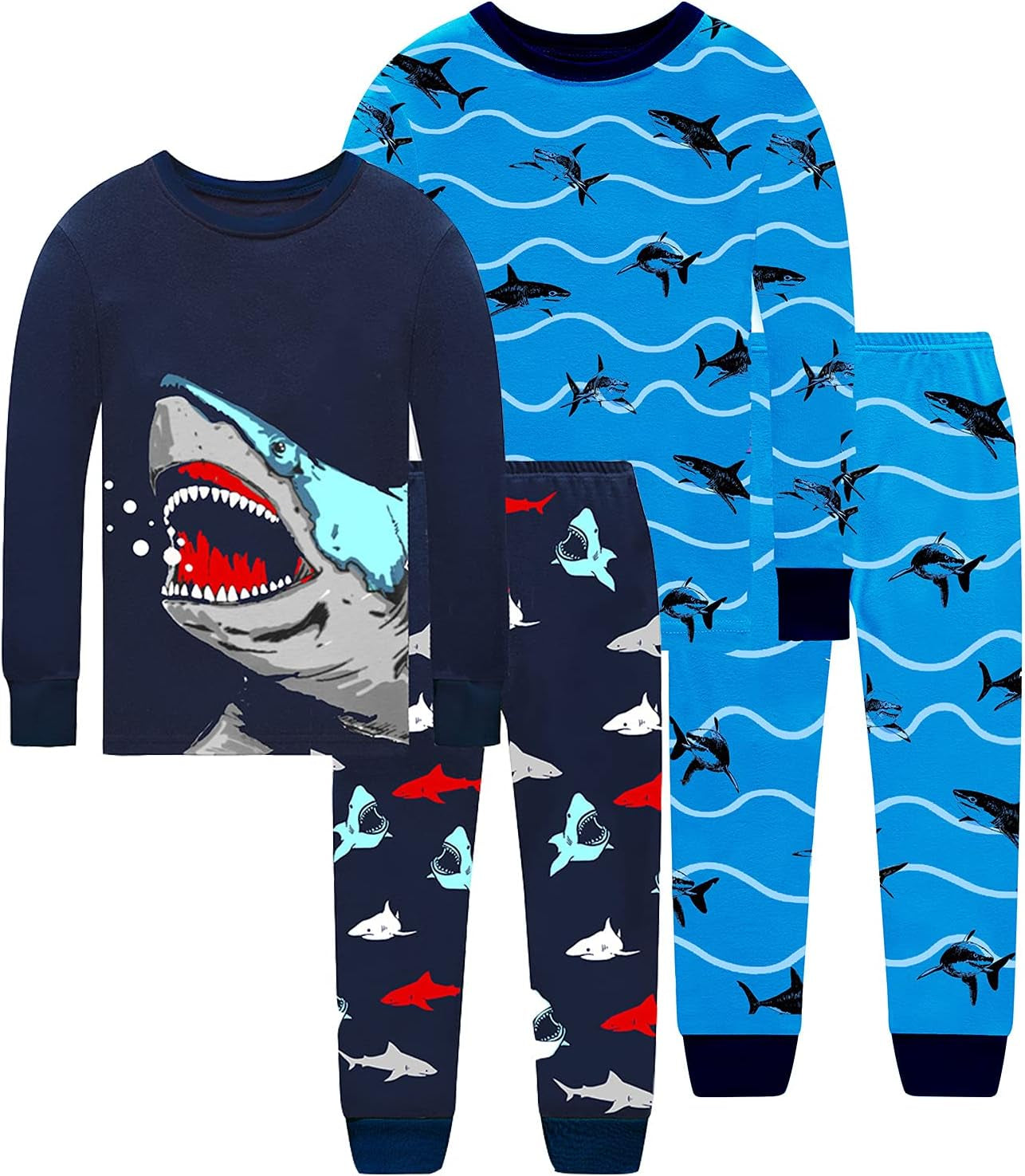 Little Boys Shark Pajamas Softest&Comfiest Pajamas 4 Piece Toddler Boys Pajamas Kid'S Sleepwear Size 6 Blue
