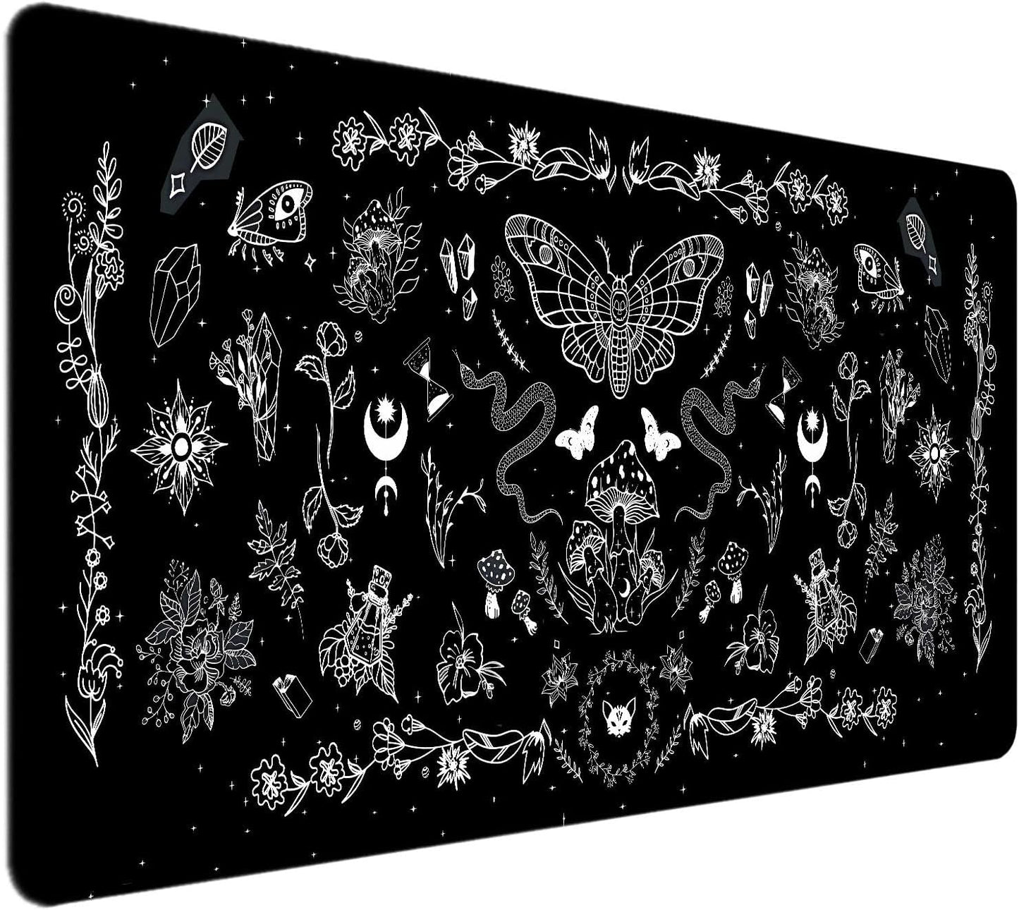 Goth Desk Mat, Black Occult Large Mouse Pad, Halloween Desk Decor, Witchy XXL Mousepad, Celestial Mushroom Gaming Mousepad, Office Accessories Gifts