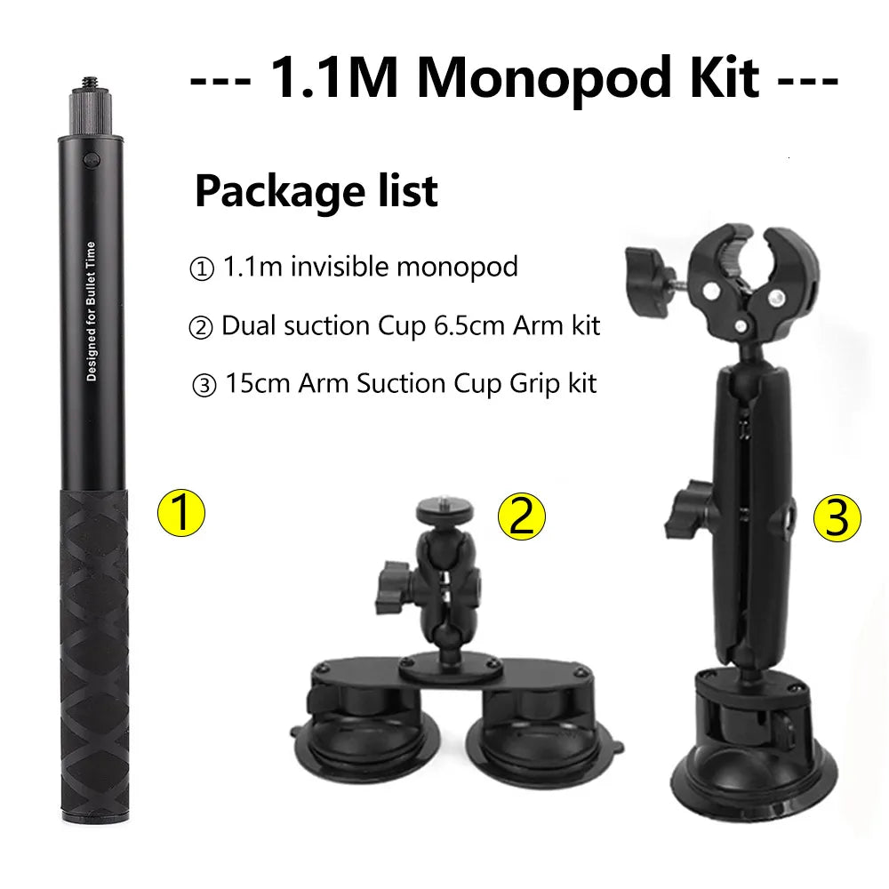 Other Camera Products Car Ballhead Triangle Suction Cups and Invisible Selfie Stick for Gopro Max Hero 11 10 Insta360 X3 One R X2 Car Camera Accessory 230920