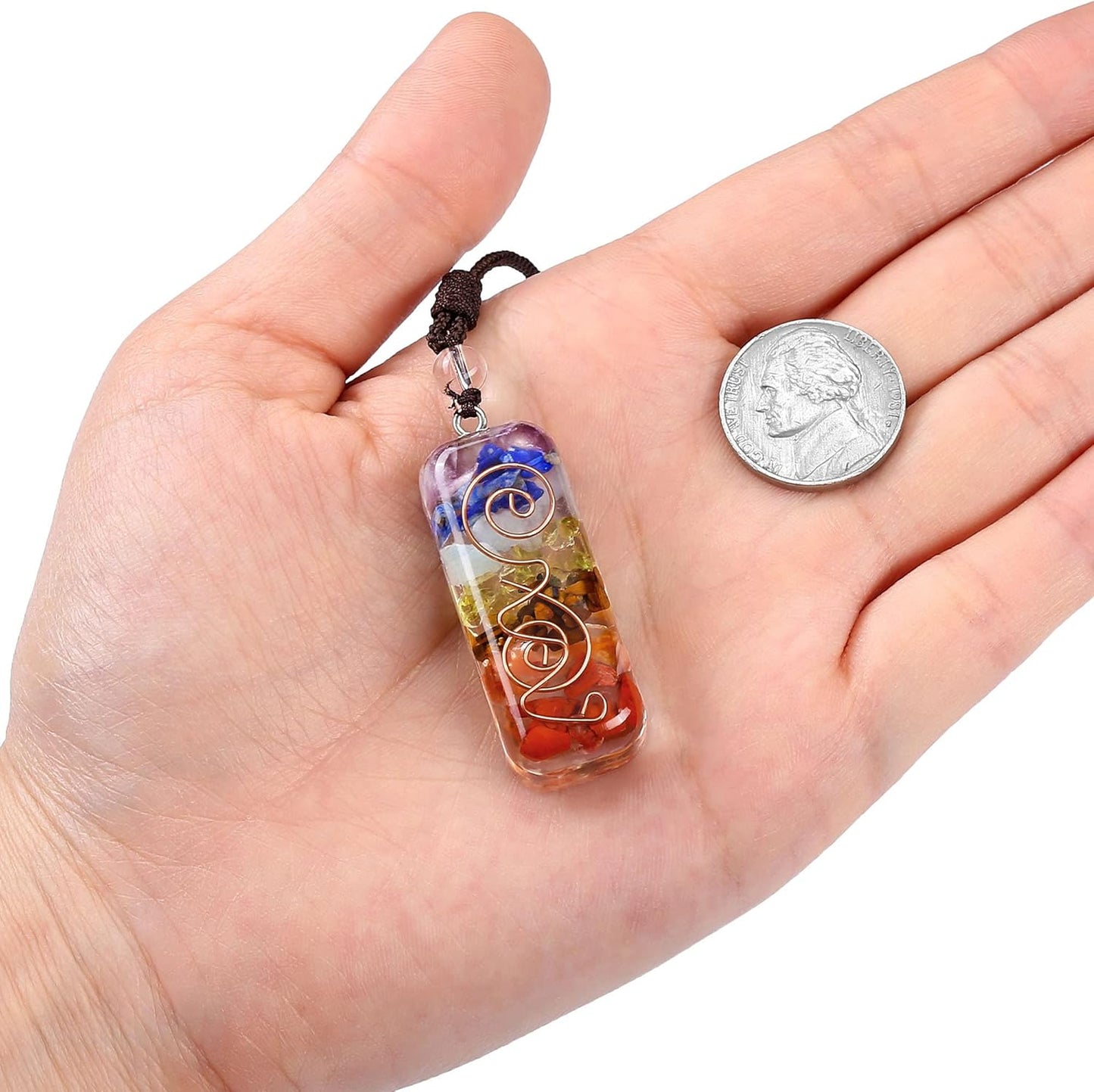 Healing Crystal Stone Necklace Adjustable Chakra Orgone Pendant Necklaces Protection Positive Energy Spiritual Reiki Quartz Jewelry for Women Men
