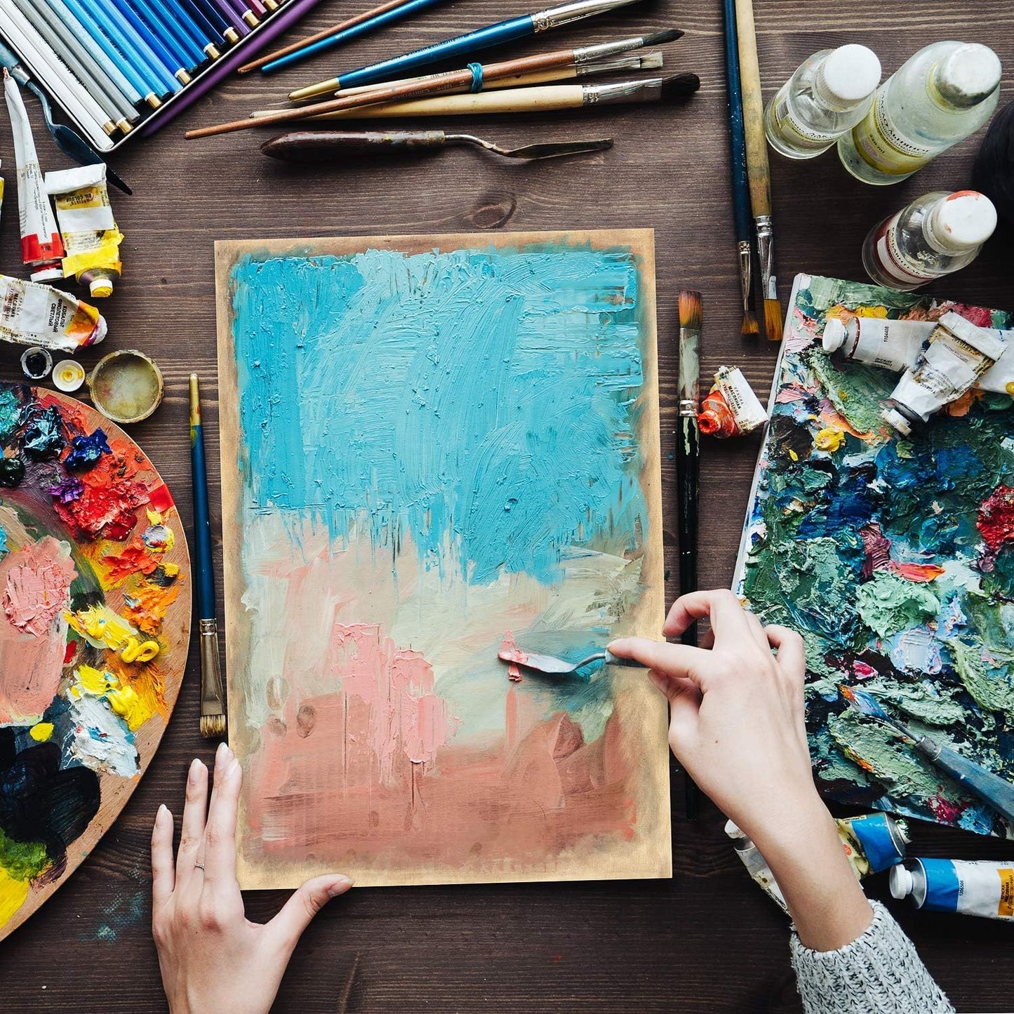 Wooden Canvas Board, 9X12 Inch, Pack of 5 | Cradled Birch Wood Panels for Painting, Acrylic Pouring, Encaustic Art & Wood Burning
