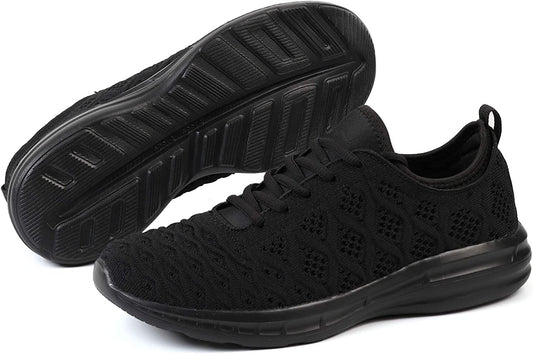 Women Tennis Shoes Lightweight for Ladies Basic Work Gym Jogging Walking Running Athletic Fashion Sneakers Zapatos Tenis Mujer All Black Size 10