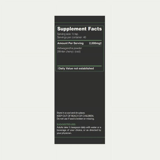 Ashwagandha Powder Wellness and Vitality Supplement for Men and Women, 80G