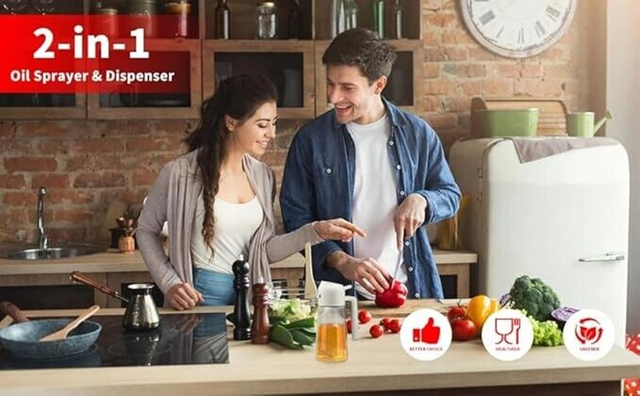 Oil Dispenser Bottle for Kitchen,2 in 1 Oil Dispenser and Oil Sprayer,450Ml Oliv