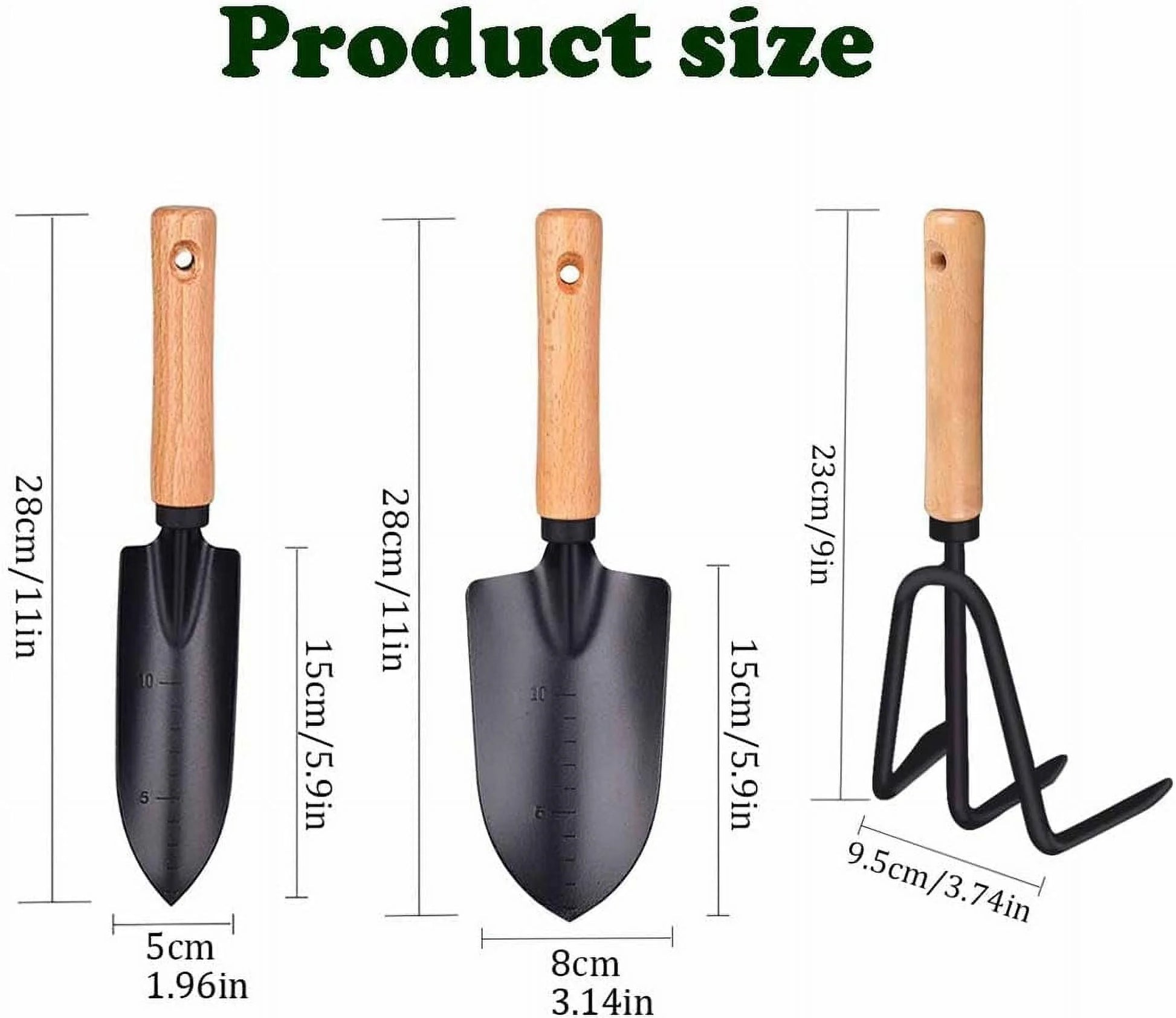 3-Piece Gardening Tool Set Heavy Duty,Succulent Plant Transplant Trowel Set,3 Pcs Garden Tools Set Tools Gift for Mens and Womens,1 Narrow Shovel,1 Wide Shovel and 1 Garden Rake Tools Set