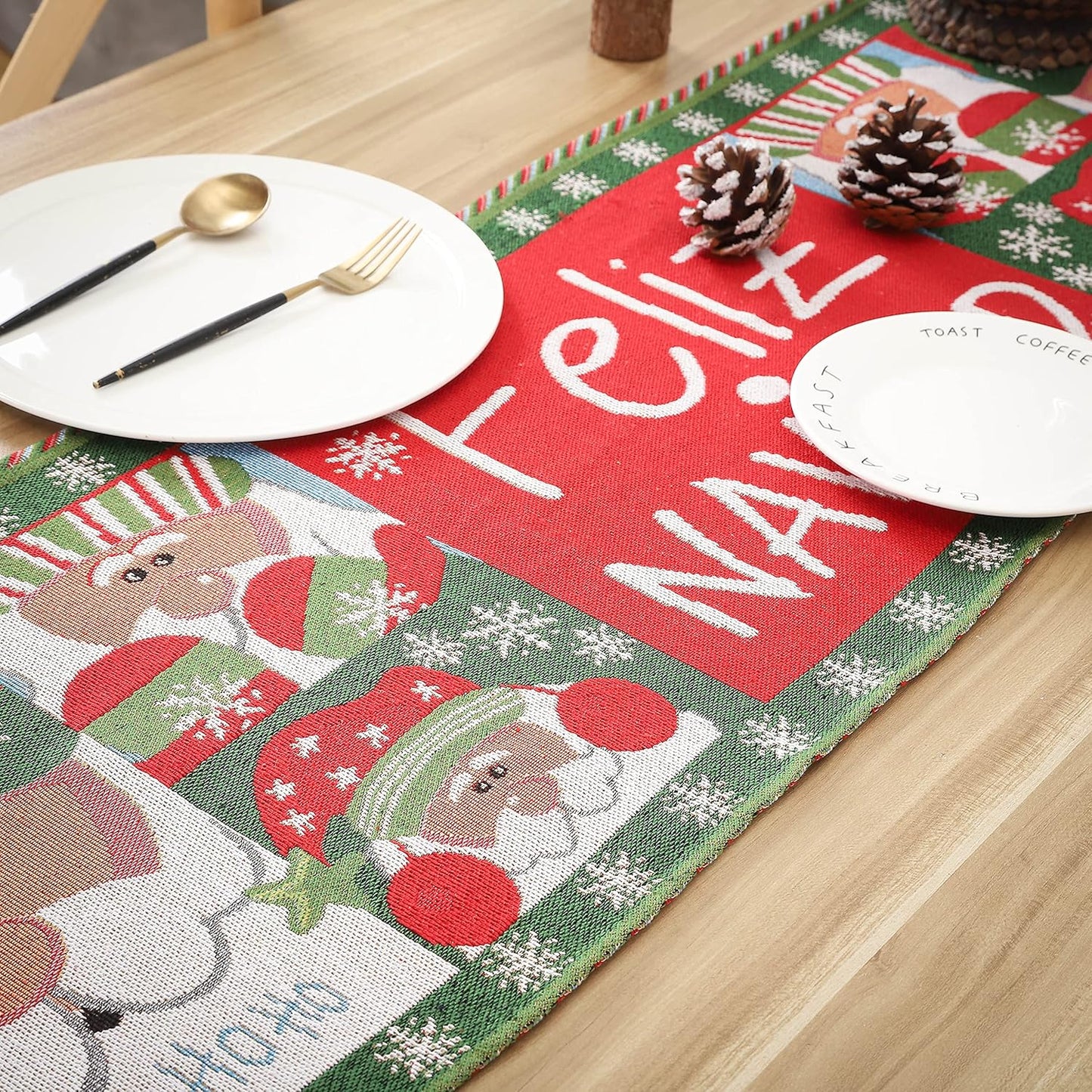 Christmas Table Runner - 13 X 72 Inch - Rustic Christmas Joy Table Runner for Xmas Holiday Family Gathering Dinner Table Decorations, Indoor or Outdoor Parties