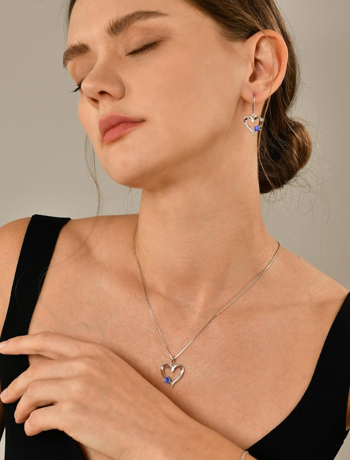 Heart Dangle Earrings 925 Sterling Silver Drop Earrings Birthstone Leverback Jewelry for Women