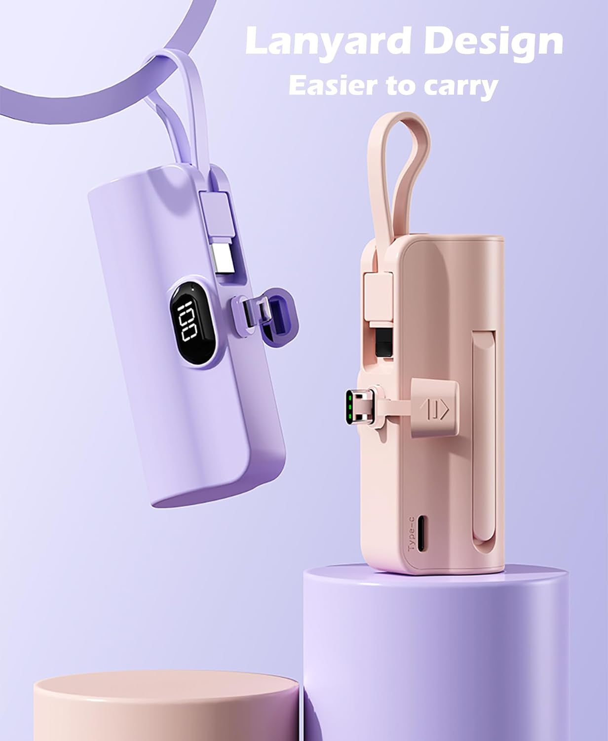 Mini Power Bank 5500Mah Portable Power Bank,Dual USB-C Ports Cell Phone Power Charger, LCD LED Display Battery Compatible with Iphone 16/15 Plus/15 Pro/15 Pro Max/Android Phone/Samsung/Moto/Lg Etc