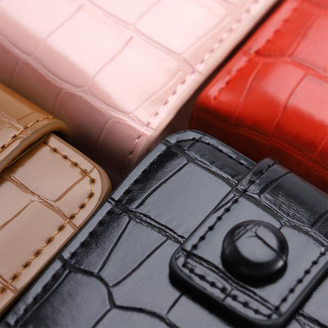 Lipstick Case with Mirror Cosmetic Bag Travel Makeup Mini Bag Lipstick Holder for Purse Lipstick Organizer for Women (Coffee)