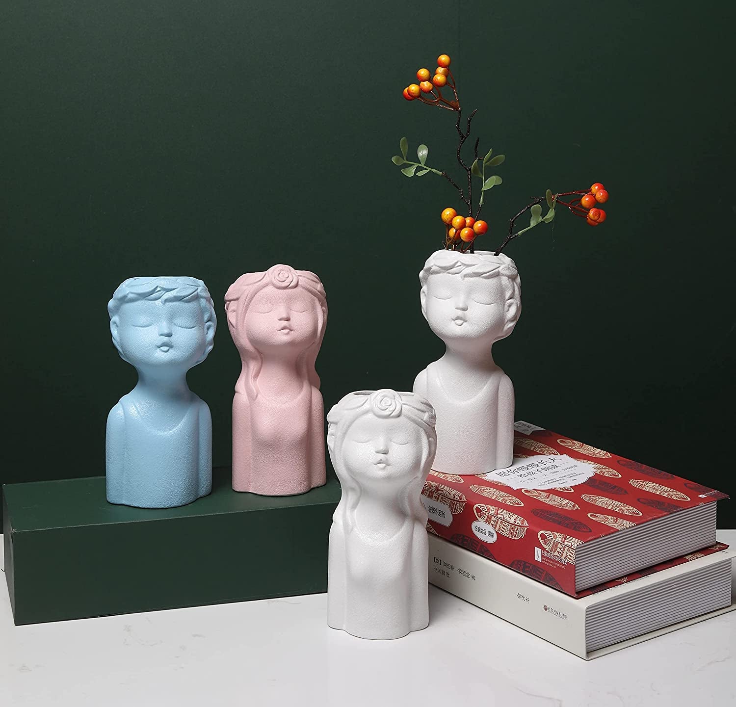 Ceramic Vases for Home Decor,Cute Body Flower Vase,Modern Vases for Home Decor (White Boy)