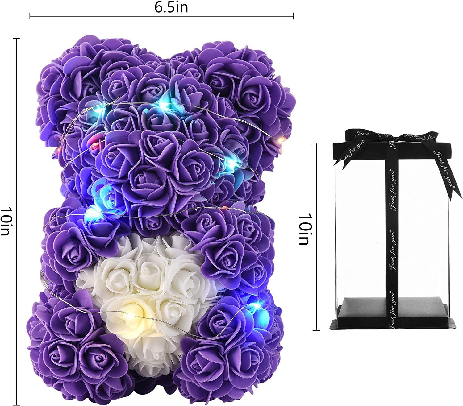 Mothers Day Rose Bear Gifts for Women, Rose Teddy Bear Gifts for Women- over 300 Flowers on Every Rose Flower Bear,Rose Bear Gifts for Mom, Birthday Gifts for Girlfriend Daughter(Purple)