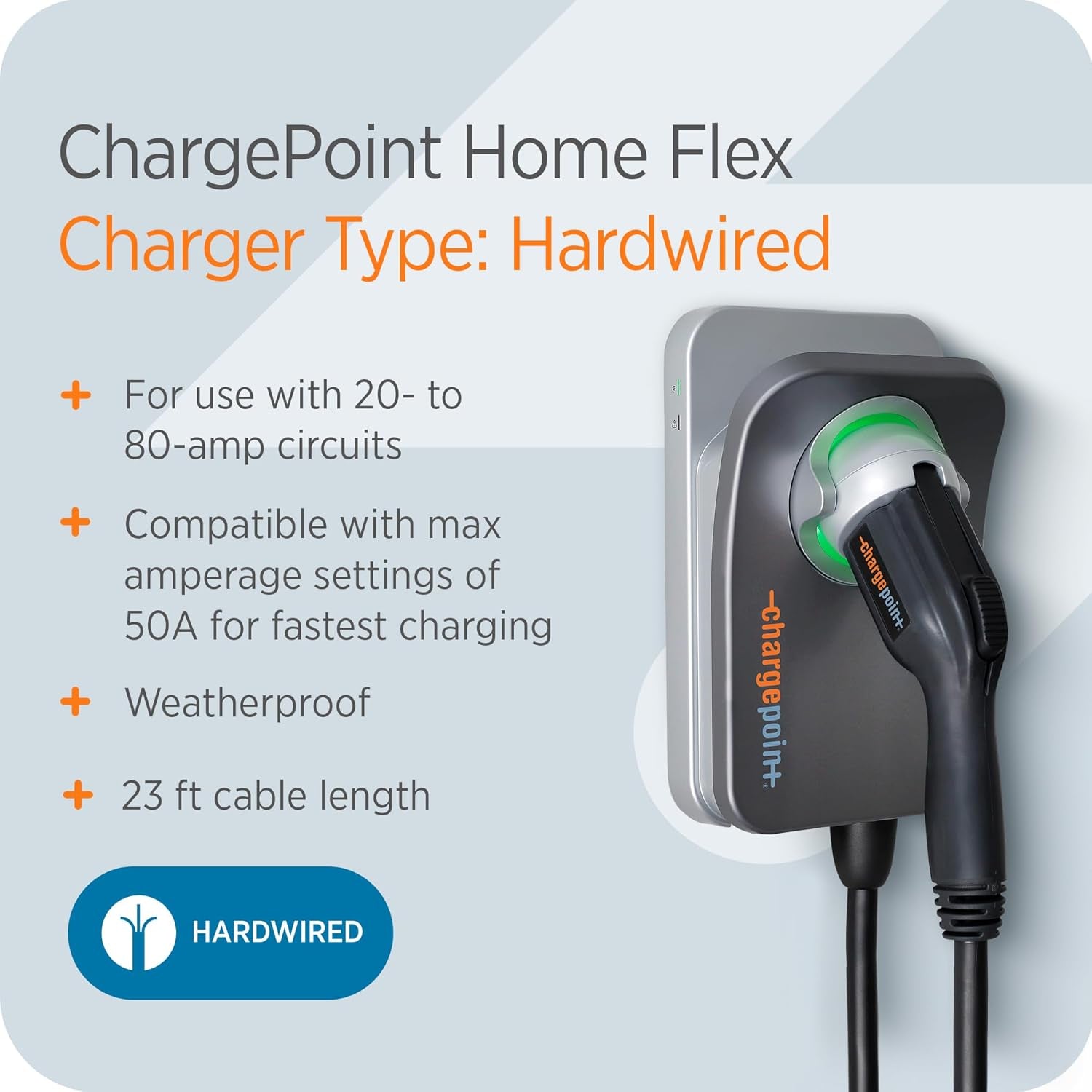Homeflex Level 2 EV Charger J1772, Hardwired for Electric Car - Fast Smart Battery Power Charging at Home for Electric Automobile Vehicles