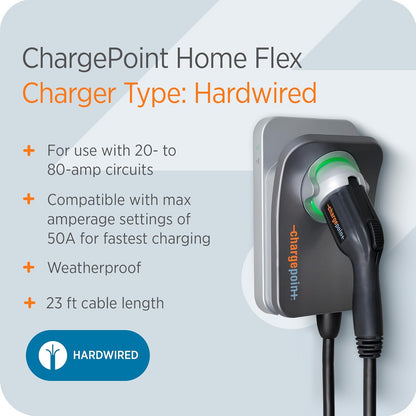 Homeflex Level 2 EV Charger J1772, Hardwired for Electric Car - Fast Smart Battery Power Charging at Home for Electric Automobile Vehicles