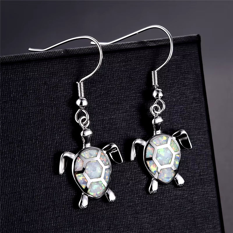 Fashion Women Earrings 2025 Fashion Blue Imitation Opal Drop Earrings Cute Turtle Animal Earrings Female Wedding Jewelry Gift