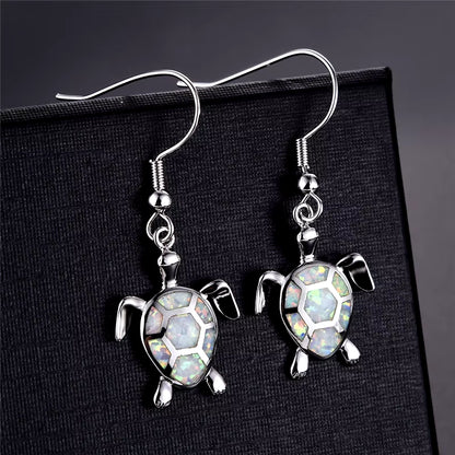 Fashion Women Earrings 2025 Fashion Blue Imitation Opal Drop Earrings Cute Turtle Animal Earrings Female Wedding Jewelry Gift