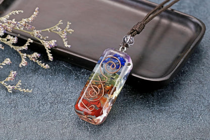 Healing Crystal Stone Necklace Adjustable Chakra Orgone Pendant Necklaces Protection Positive Energy Spiritual Reiki Quartz Jewelry for Women Men