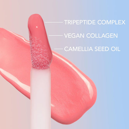 Lip Elixir Nourishing and Hydrating Lipgloss — Moisturizing Plumping Lip Gloss Enriched with Collagen, Non-Sticky Lip Color Smooth High-Shine Finish, Vegan & Cruelty-Free, Bunny Tongue (Pink)