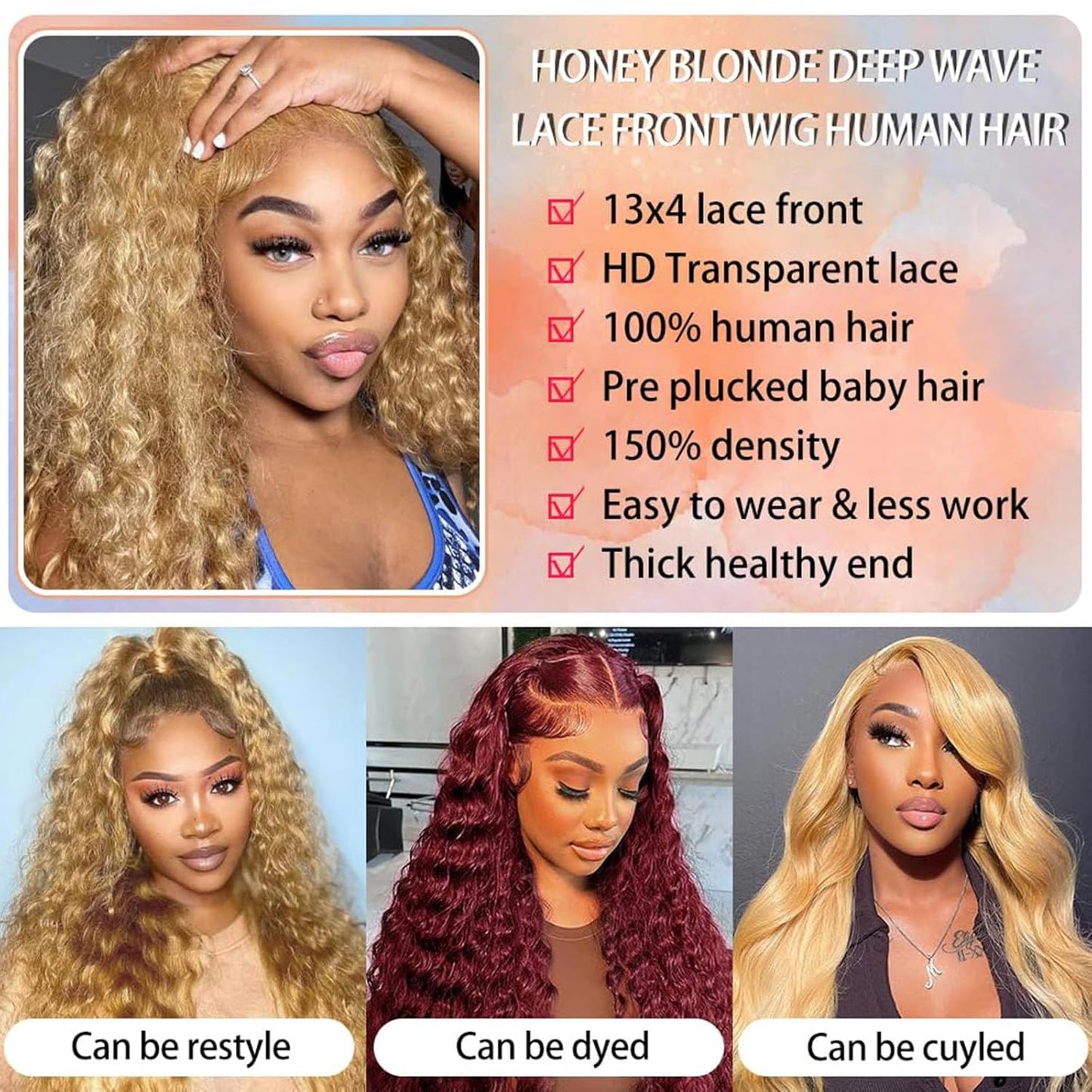 Human Hair Wig 5X5 27 Dark Brown Deep Wave Lace Front Wigs Human Hair Wig 200% Density