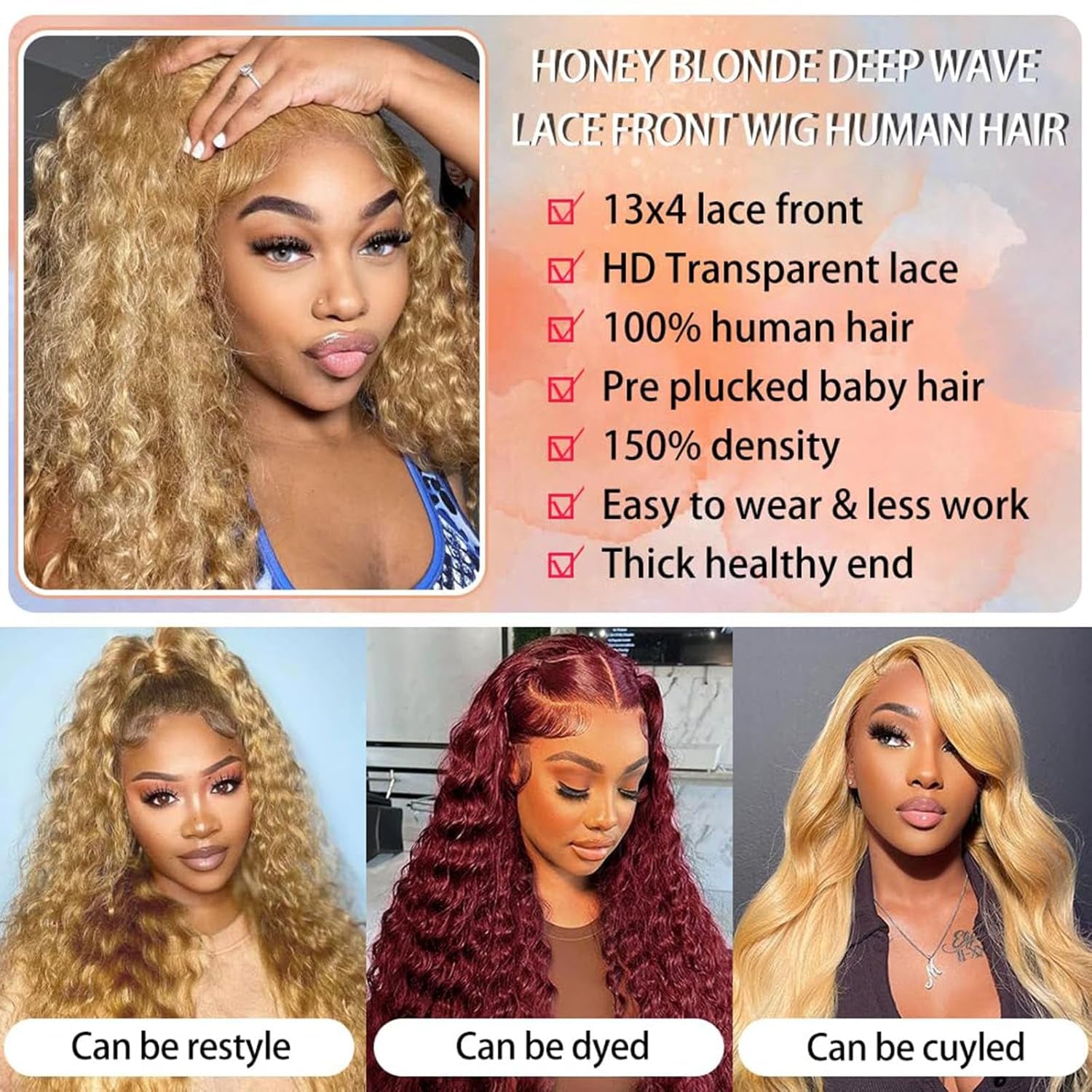 Human Hair Wig 5X5 27 Dark Brown Deep Wave Lace Front Wigs Human Hair Wig 200% Density