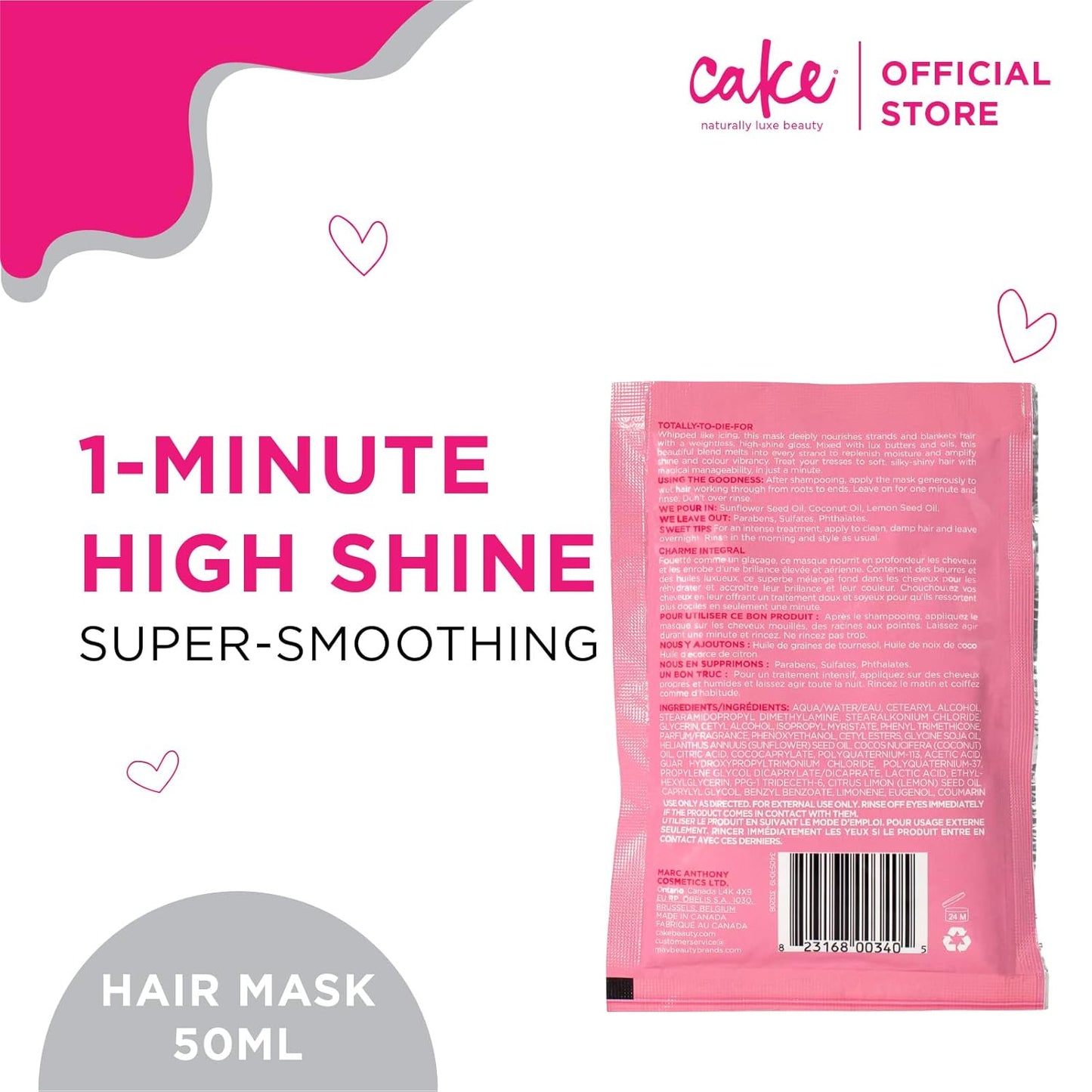 the Top Coat One Minute High Shine Hair Mask, 1.76 Ounce