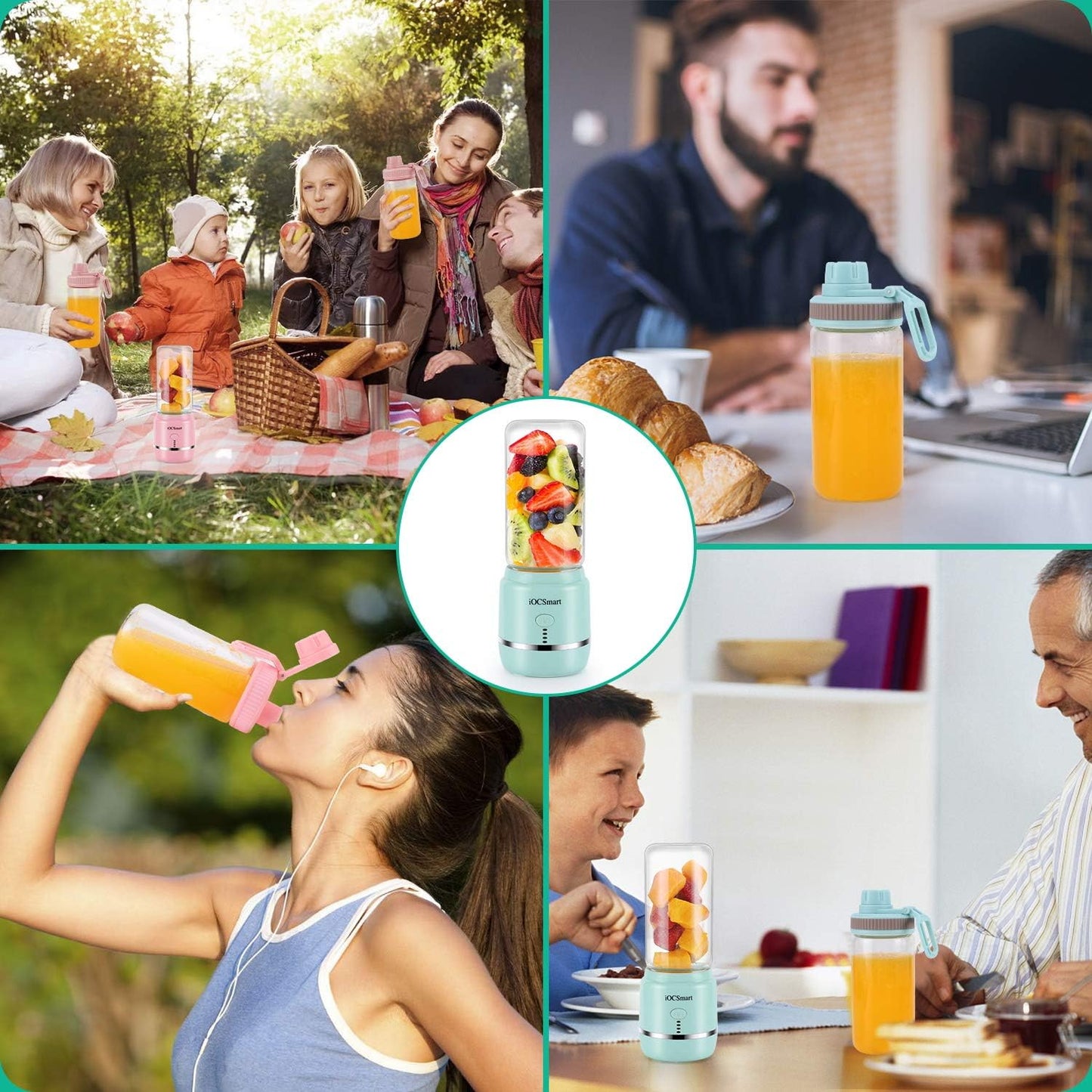 Portable Blender on the Go, Mini Blender for Shakes and Smoothies, Personal Juicer Blender USB Rechargeable with Juice Cup Lid 4000Mah Battery (Pink 2)