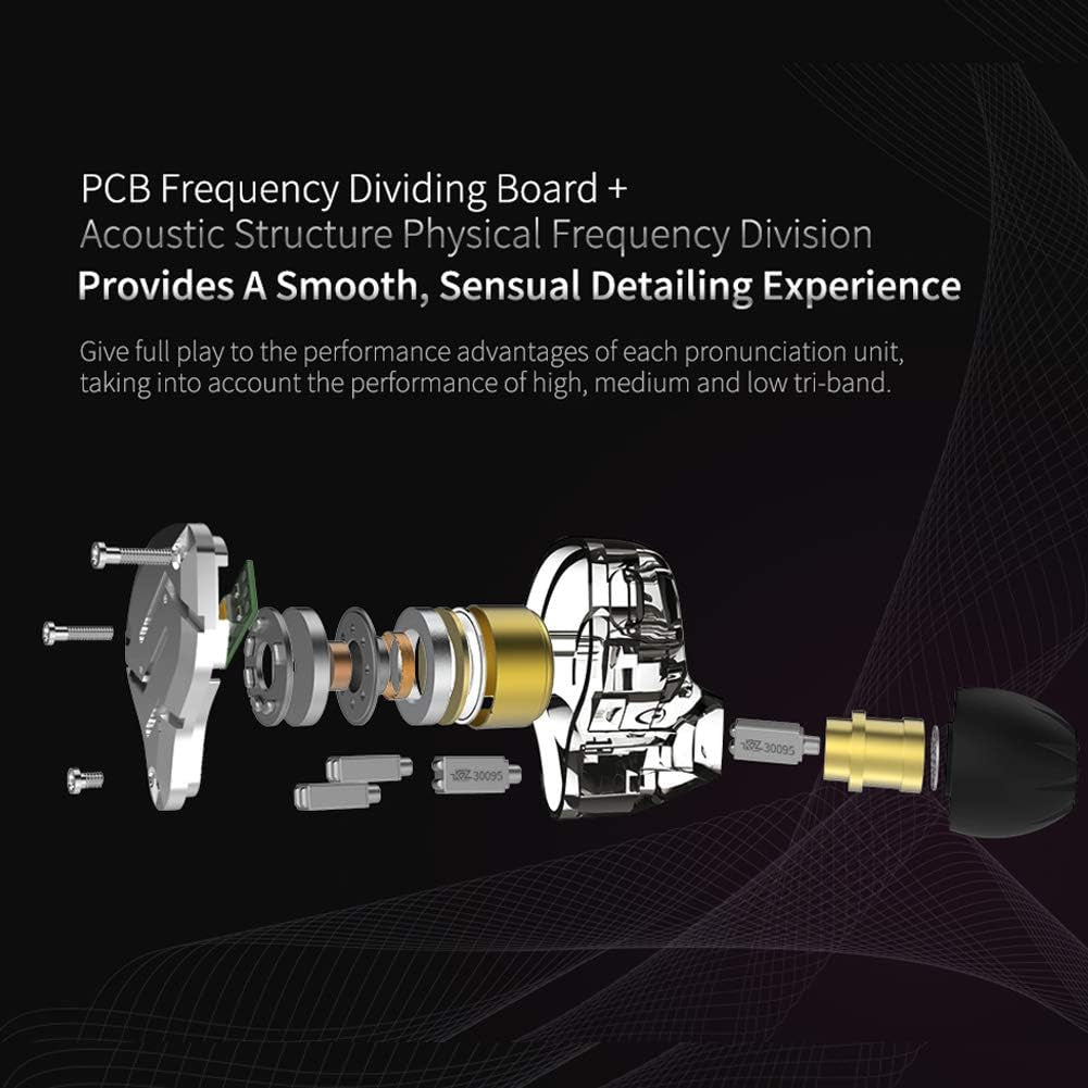 KZ ZS10 Pro in Ear Monitor Headphone, Wired Gaming Earphones, KZ Hifi Earbuds Headphone with 4 Balanced Armatures and 1 Dynamic Drivers IEM Earphones for Drummer Musician (Blue with Mic)