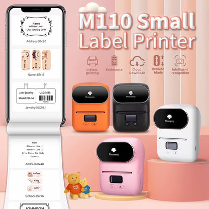 Phomemo M110 Portable Label Printer Mini Thermal Self-Adhesive Sticker Printer Mobile Pocket Tag Price UV Label Sticker Printer