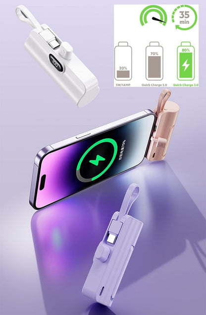 Mini Power Bank 5500Mah Portable Power Bank,Dual USB-C Ports Cell Phone Power Charger, LCD LED Display Battery Compatible with Iphone 16/15 Plus/15 Pro/15 Pro Max/Android Phone/Samsung/Moto/Lg Etc