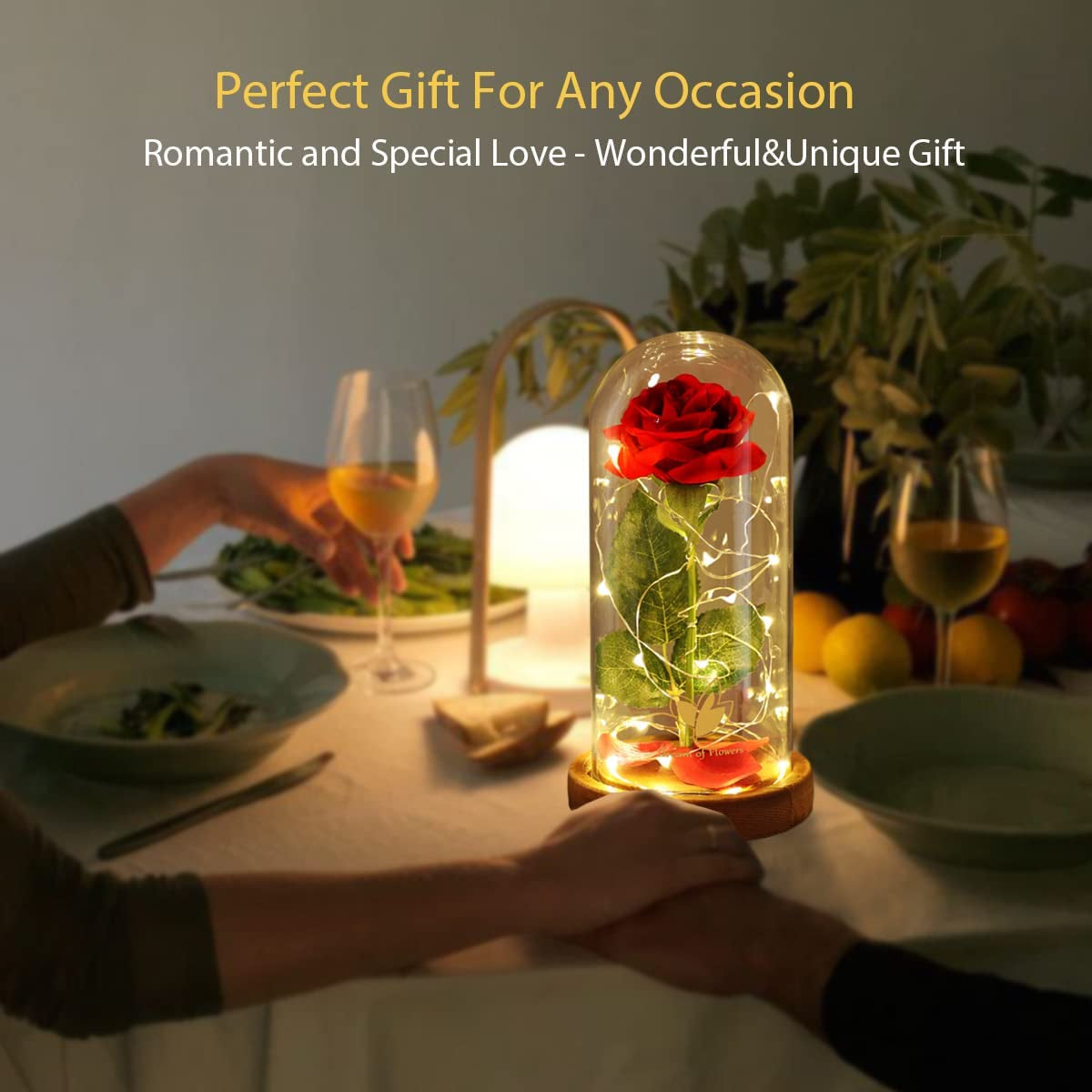 Mothers'Day Gifts for Mom,Beauty and the Beast Rose,Red Rose in Glass Dome with Lights,Mothers Day Flower Gifts for Women Mom Wife Girlfriend on Mothers Day,Anniversary,Birthday Gift for Women
