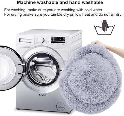 Cat Beds for Indoor Cats, 24 Inch round Donut Washable Cat Bed, Fluffy Calming Self Warming Soft Donut Cuddler Cushion Pet Bed for Dogs and Kittens,Non-Slip