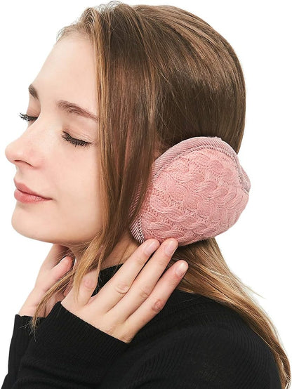 Unisex Warm Knit Women Earmuff Cashmere Winter Pure Color Earmuffs Fur Earwarmer Adjustable Wrap