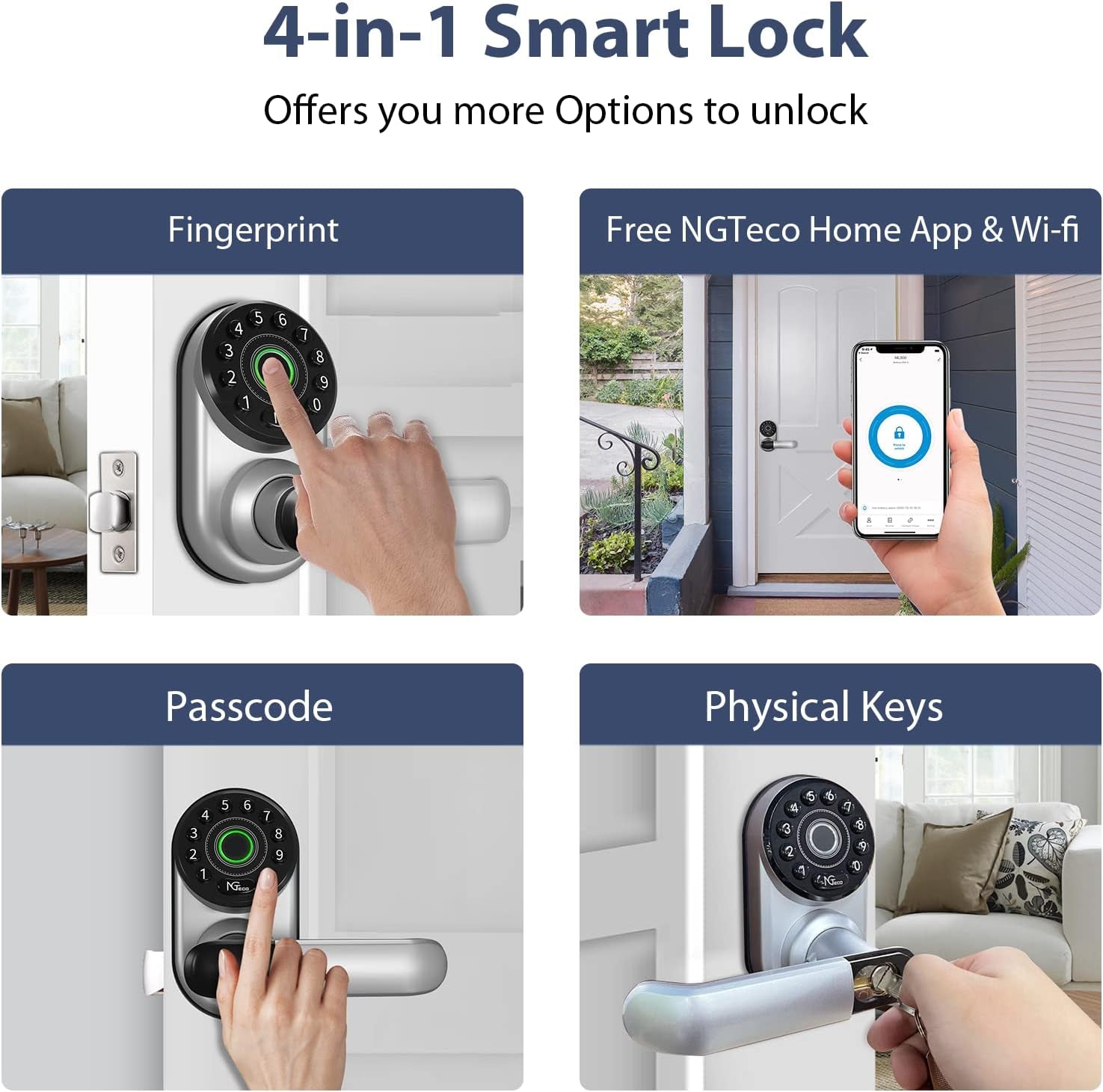 Smart Biometric Fingerprint Door Lock with Wifi, Keypad, and Bluetooth