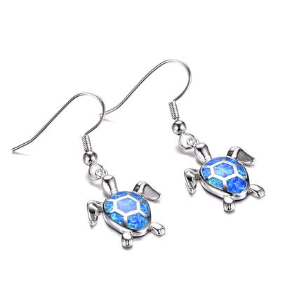 Fashion Women Earrings 2025 Fashion Blue Imitation Opal Drop Earrings Cute Turtle Animal Earrings Female Wedding Jewelry Gift