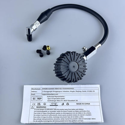 Low Pressure Tire Gauge to 30PSI, 2.5” Mechanical Tire Gauge with Flexible Hose and Angled Chuck, Analog Air Pressure Gauge Glow in the Dark for ATV, off Road, Lawn Mower Etc