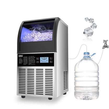 ETL Commercial Ice Machine- 80Lbs/24H, Fast Ice Maker Machine, under Counter Stainless Steel Freestanding Ice Maker with Big Storage Capacity, LED Display - Ideal for Bar Home Restaurant