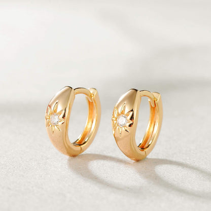 Gold Chunky Huggie Hoop Earring 18K Gold Plated Dainty Handmade Hypoallergenic Sleeper Hoop Earrings for Women