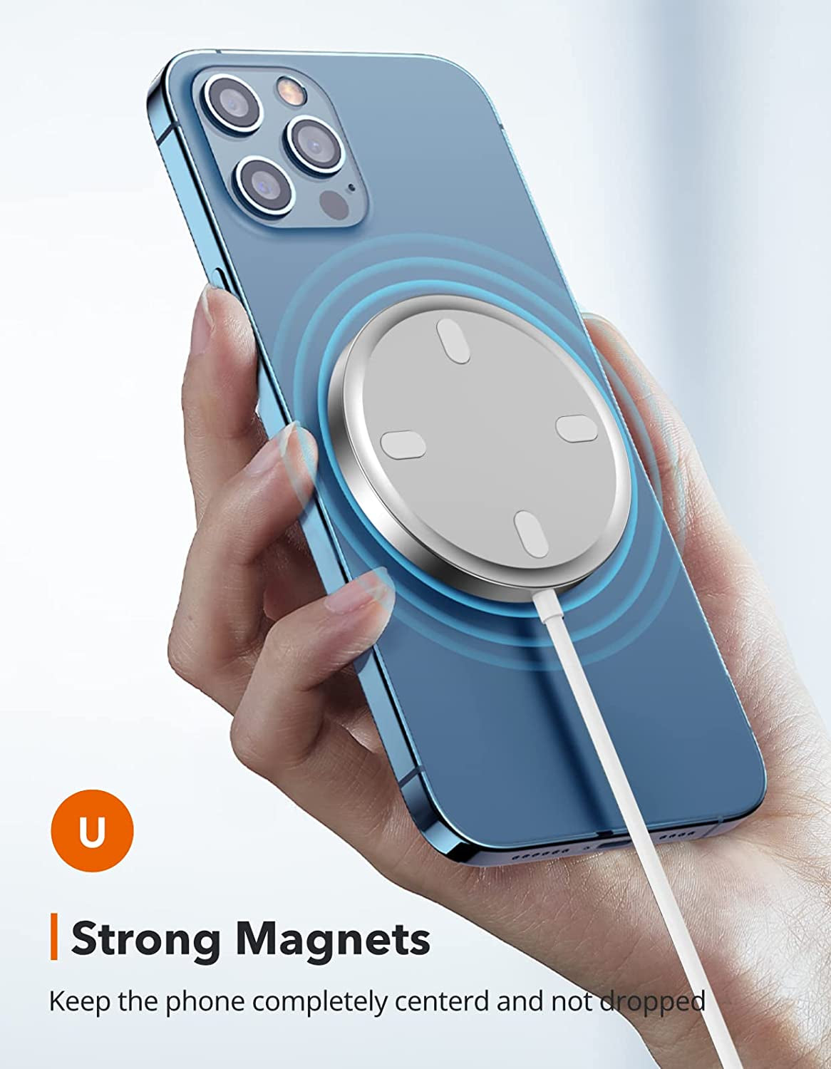 Magnetic Wireless Charger, Wireless Charging Pad Compatible with Magsafe Charger for Iphone 14/14 Pro/14 Plus/14 Pro Max/Iphone 13/13 Mini/13 Pro/13 Pro Max,Airpods,Mag Charger-Sliver