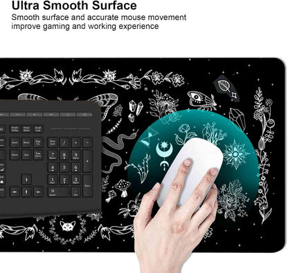 Goth Desk Mat, Black Occult Large Mouse Pad, Halloween Desk Decor, Witchy XXL Mousepad, Celestial Mushroom Gaming Mousepad, Office Accessories Gifts
