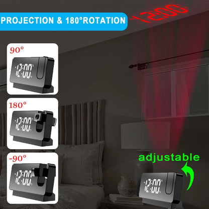 Digital Alarm Clock,Digital Projection Alarm Clock for Bedroom, Large LED Digital Clock with 180° Projector for Bedrooms with USB Charger Port, Loud Electric Alarm Clock for Kids, Adults, Elders