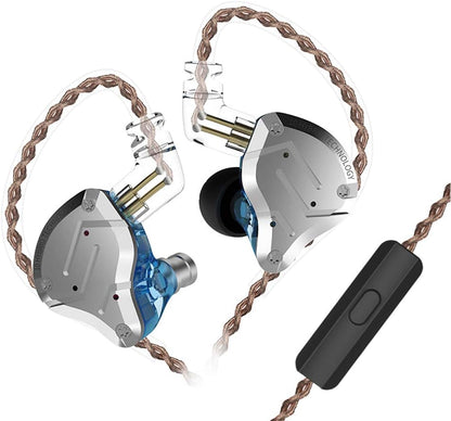 KZ ZS10 Pro in Ear Monitor Headphone, Wired Gaming Earphones, KZ Hifi Earbuds Headphone with 4 Balanced Armatures and 1 Dynamic Drivers IEM Earphones for Drummer Musician (Blue with Mic)