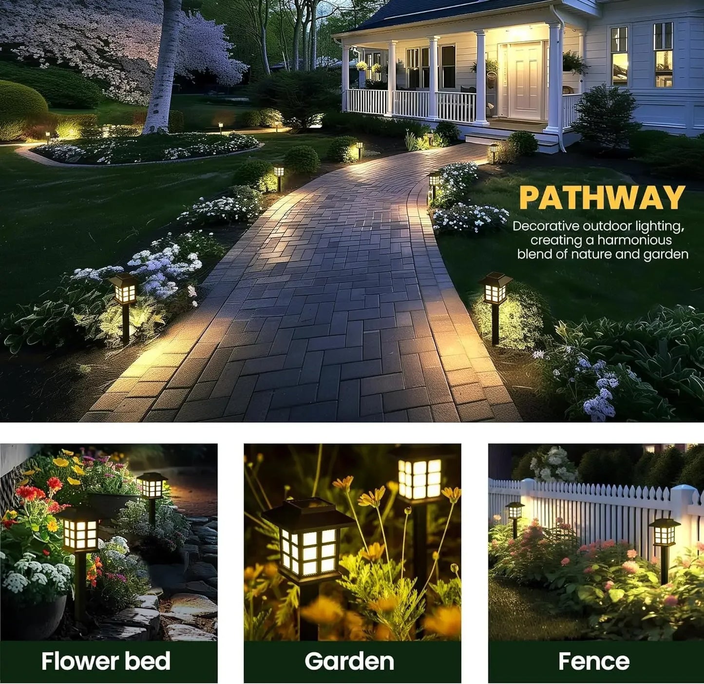 LED Solar Pathway Lawn Lights Outdoor IP65 Waterproof Solar Lamp Decoration for Garden Walkway Path Driveway Patio Yard & Lawn