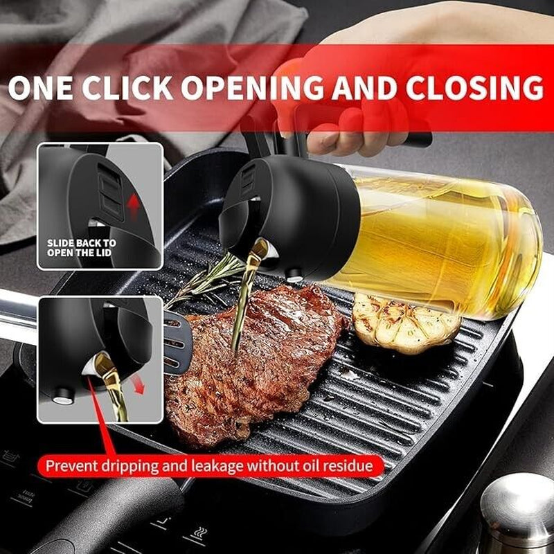 Oil Dispenser Bottle for Kitchen,2 in 1 Oil Dispenser and Oil Sprayer,450Ml Oliv