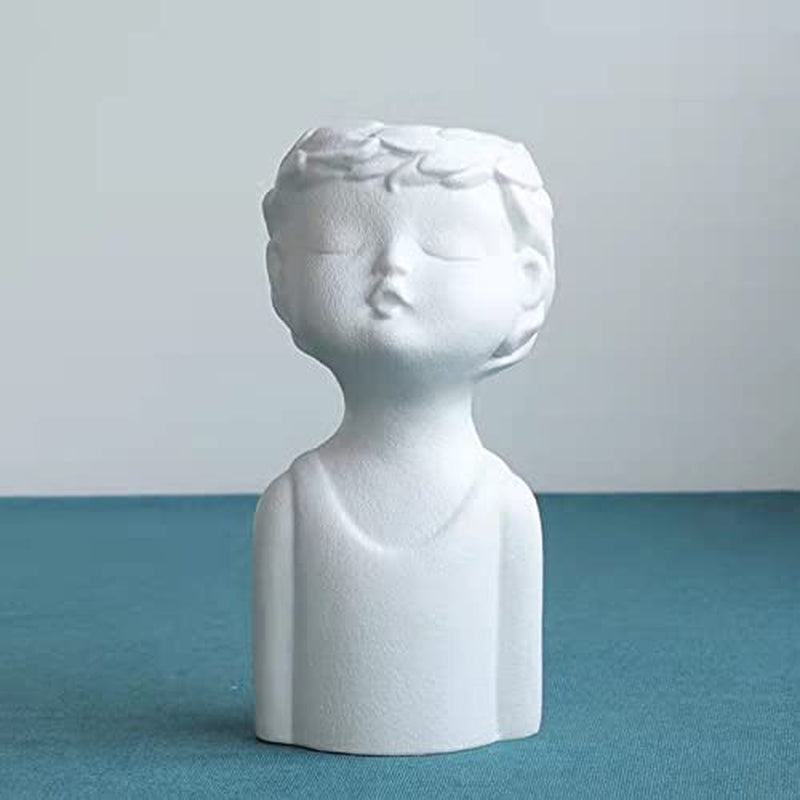 Ceramic Vases for Home Decor，Cute Body Flower Vase，Modern Vases for Home Decor (White Boy)
