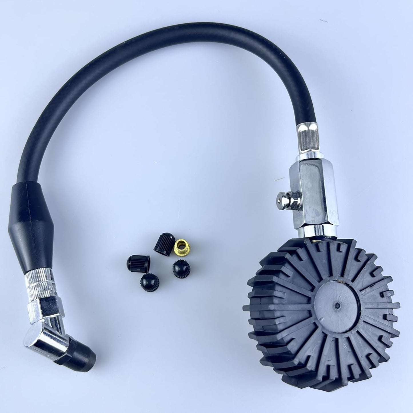 Low Pressure Tire Gauge to 30PSI, 2.5” Mechanical Tire Gauge with Flexible Hose and Angled Chuck, Analog Air Pressure Gauge Glow in the Dark for ATV, off Road, Lawn Mower Etc