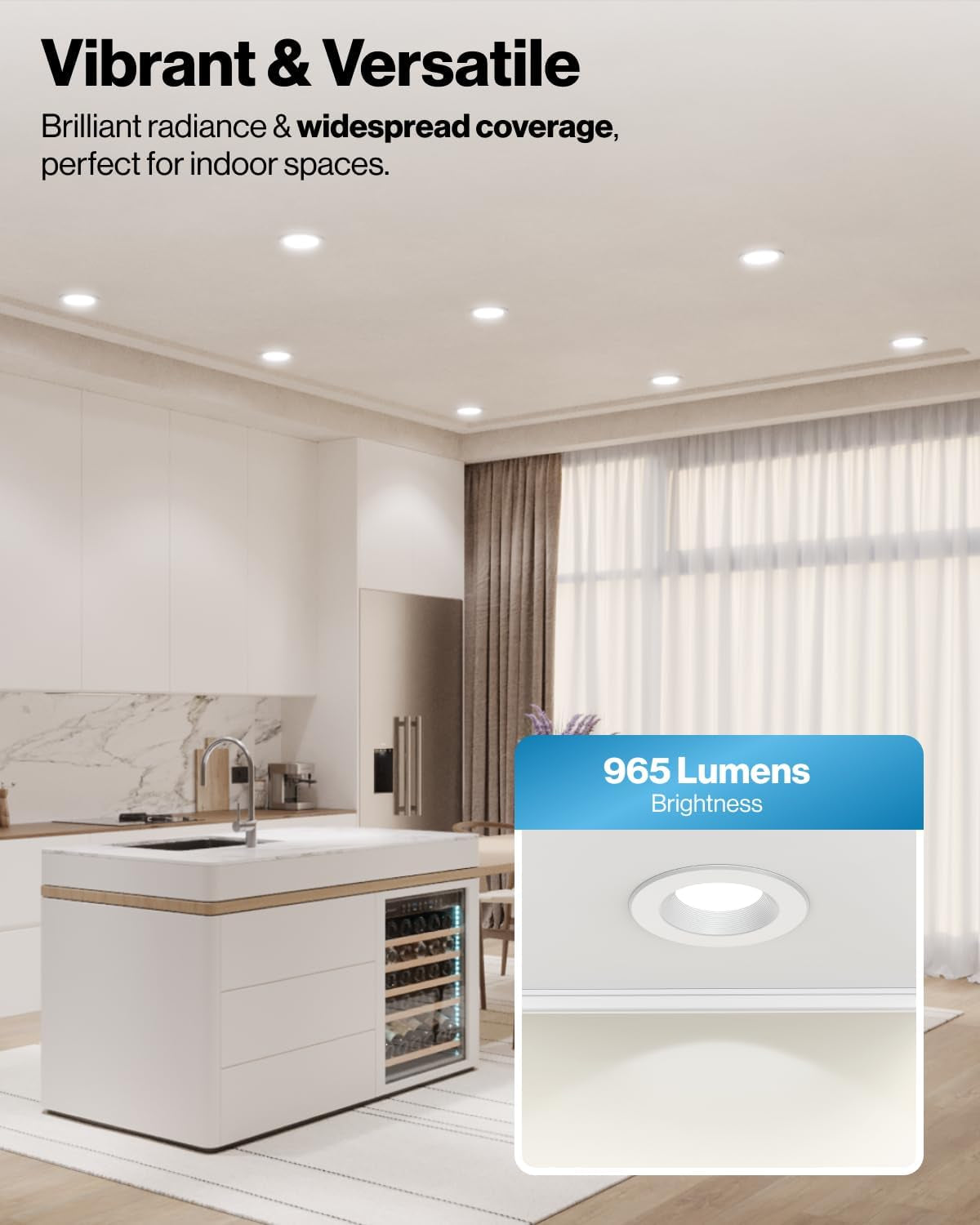 Sunco Retrofit LED Recessed Lighting 6 Inch, Downlight Can Lights for Ceiling, Baffle Trim, 965 LM, 13W (120W Equivalent), 4000K Cool White, Dimmable, Damp Rated UL 4 Pack.