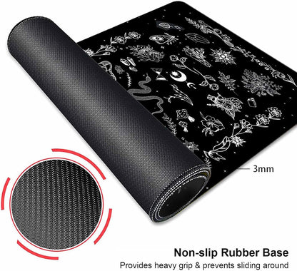Goth Desk Mat, Black Occult Large Mouse Pad, Halloween Desk Decor, Witchy XXL Mousepad, Celestial Mushroom Gaming Mousepad, Office Accessories Gifts