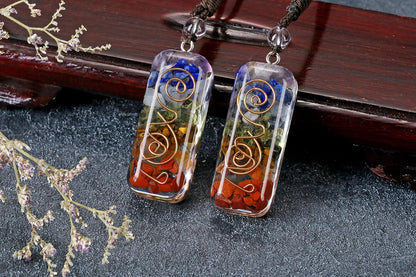 Healing Crystal Stone Necklace Adjustable Chakra Orgone Pendant Necklaces Protection Positive Energy Spiritual Reiki Quartz Jewelry for Women Men