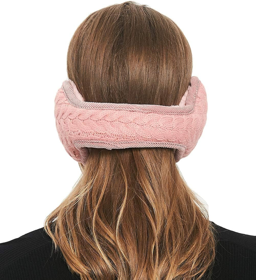 Unisex Warm Knit Women Earmuff Cashmere Winter Pure Color Earmuffs Fur Earwarmer Adjustable Wrap
