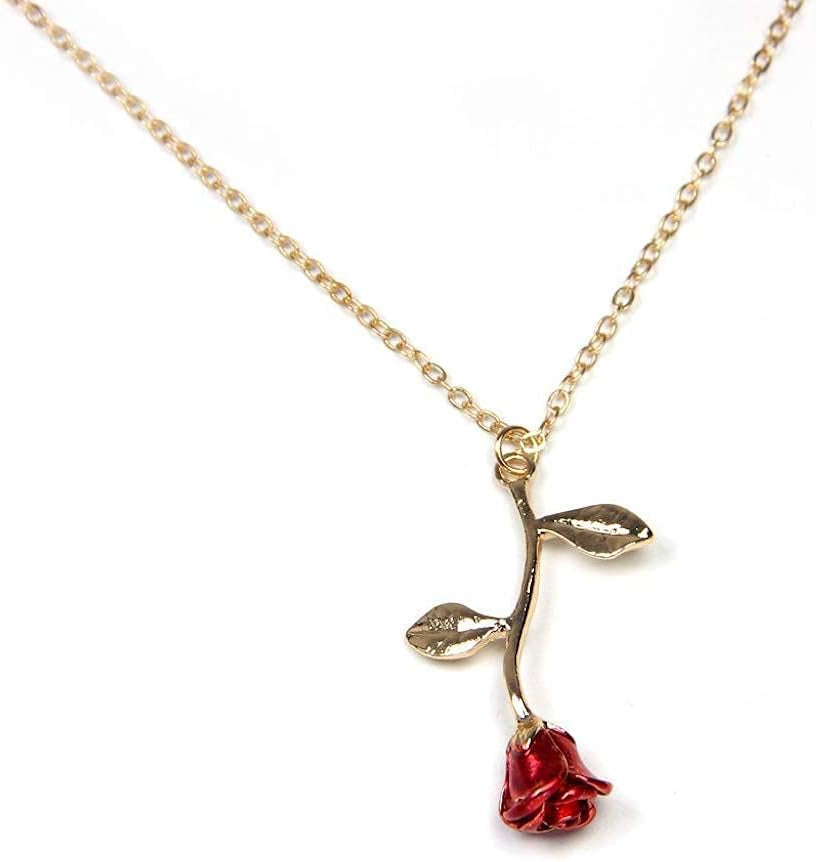 Necklaces for Women, Gold Necklace for Women Rose Necklace with Pendant, Aesthetic Necklace, Preppy Jewelry, Trendy Jewelry, Cute Necklaces for Teens and All Women Necklace